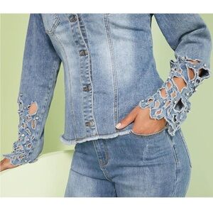 Masseys Cutout Rhinestone Denim Jacket
New in manufacturing plastic medium